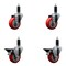 Service Caster 3.5'' Red Poly Wheel Swivel 1-1/8'' Expanding Stem Caster Set 2 Brakes, 4PK SCC-EX20S3514-PPUB-RED-2-PLB-2-118 - alternate 1